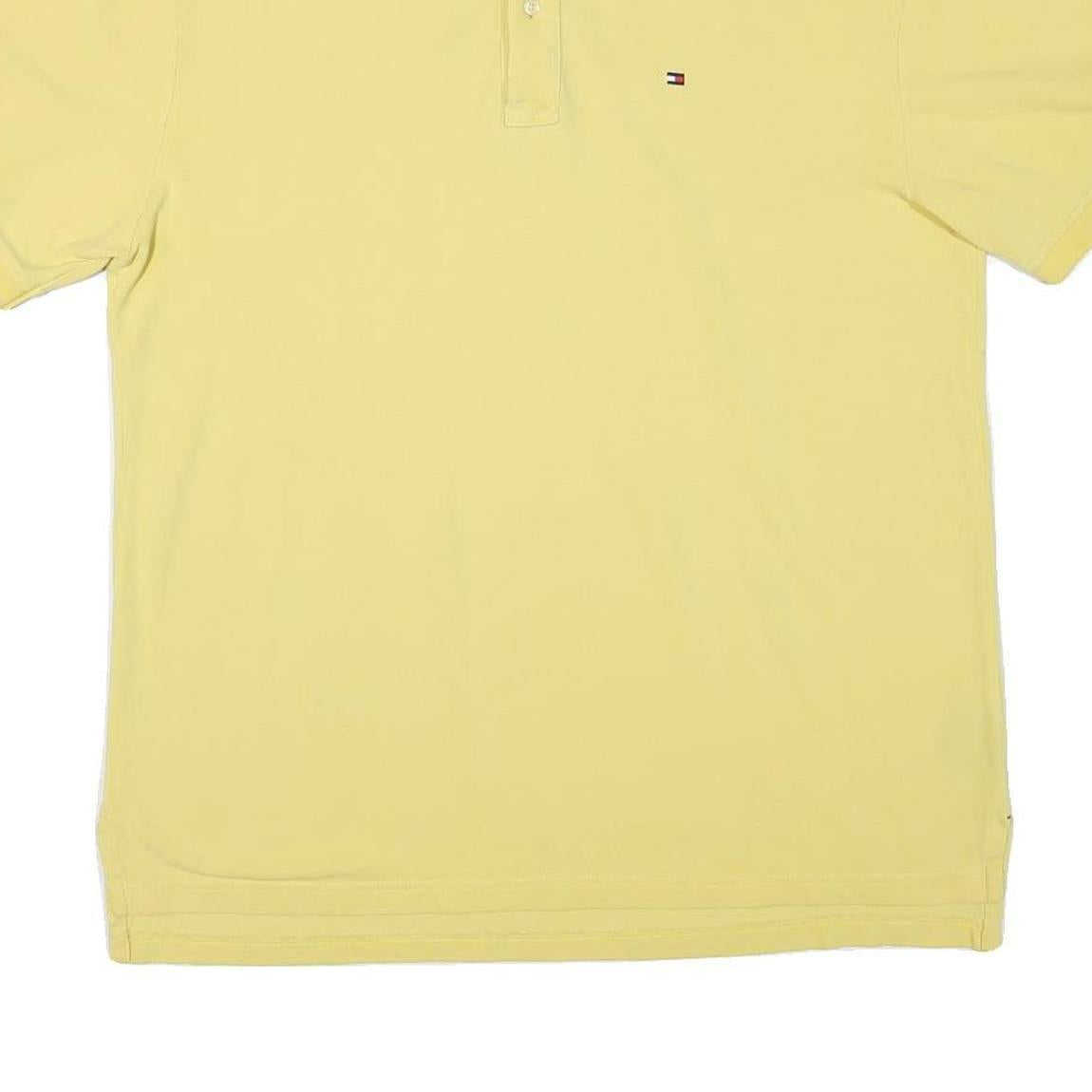 TOMMY HILFIGER Mens Yellow Short Sleeve Plain Polo Shirt XL Cotton Blend Classic
