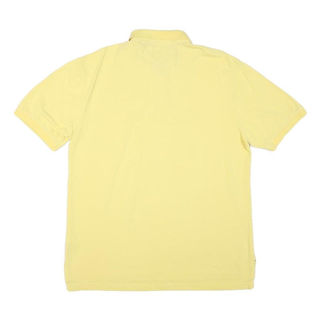 TOMMY HILFIGER Mens Yellow Short Sleeve Plain Polo Shirt XL Cotton Blend Classic
