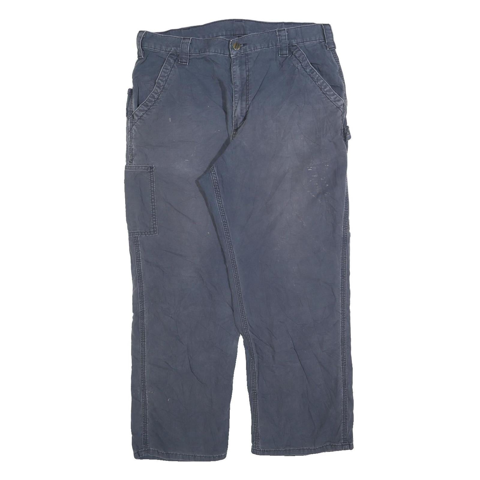 CARHARTT Mens Cotton Blend Blue Regular Straight Trousers W38 L30 Workwear