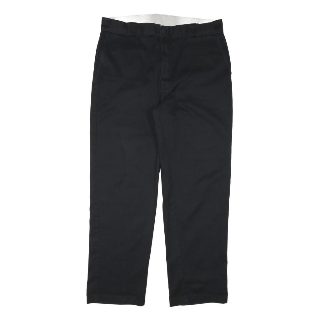 DICKIES Mens Black Cotton Blend Regular Fit Straight Leg Trousers W38 L32