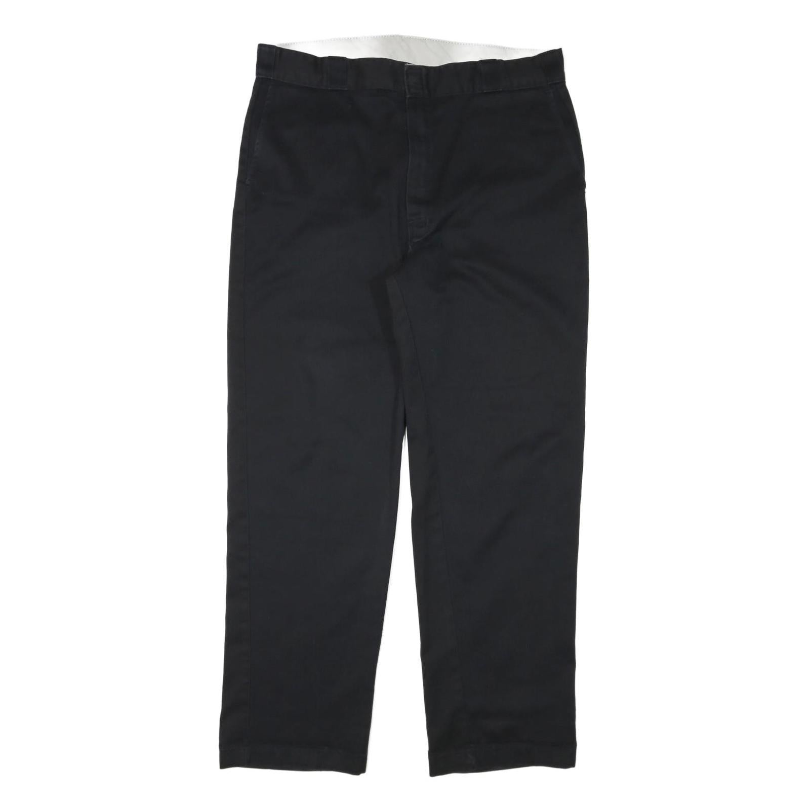 DICKIES Mens Black Cotton Blend Regular Fit Straight Leg Trousers W38 L32