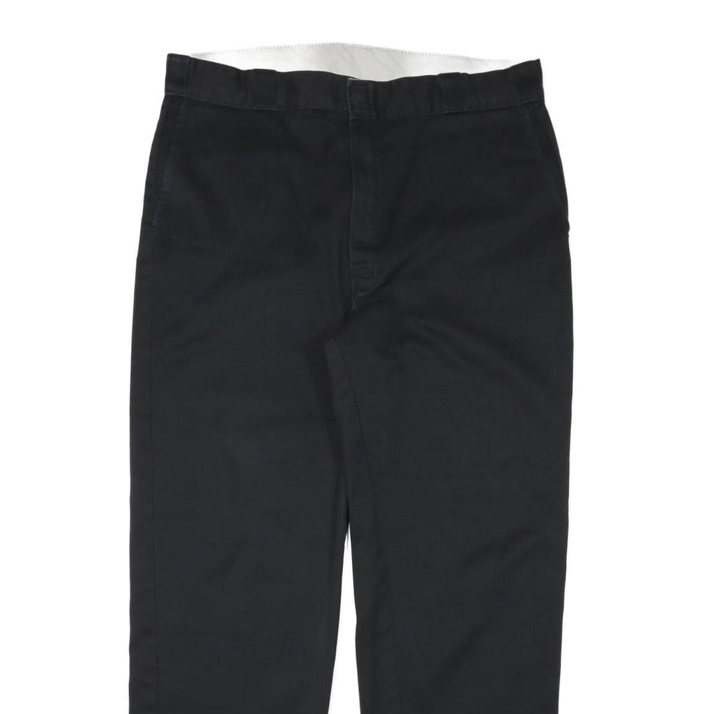 DICKIES Mens Black Cotton Blend Regular Fit Straight Leg Trousers W38 L32