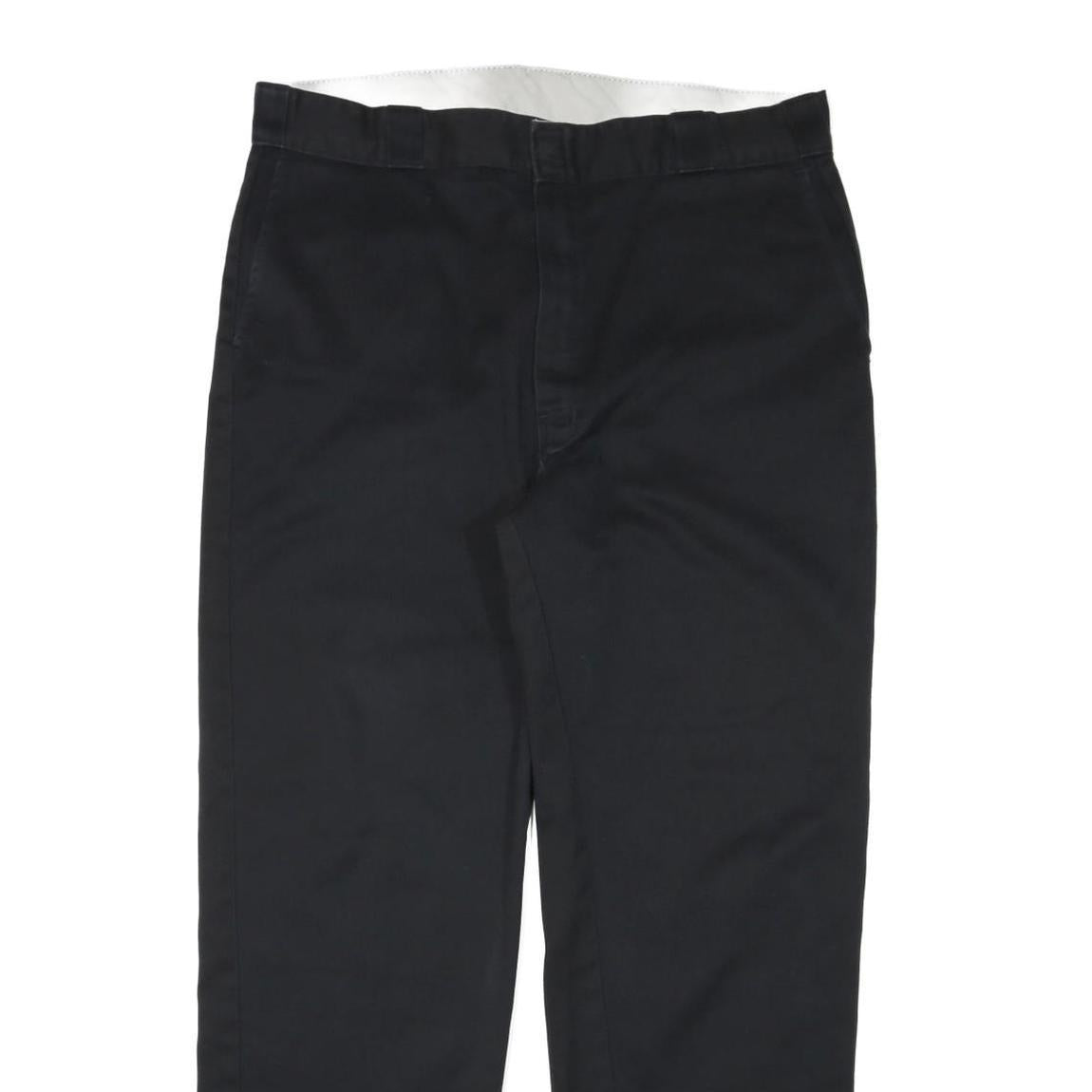 DICKIES Mens Black Cotton Blend Regular Fit Straight Leg Trousers W38 L32