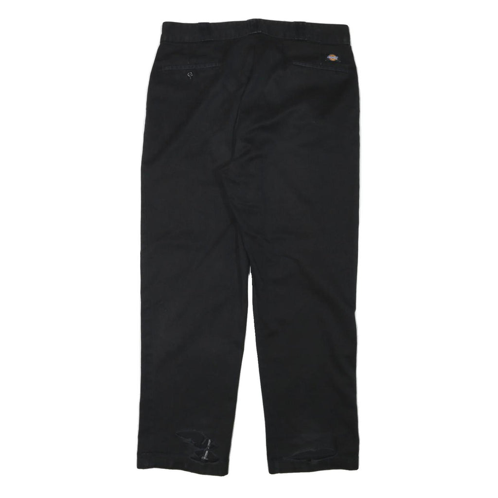 DICKIES Mens Black Cotton Blend Regular Fit Straight Leg Trousers W38 L32