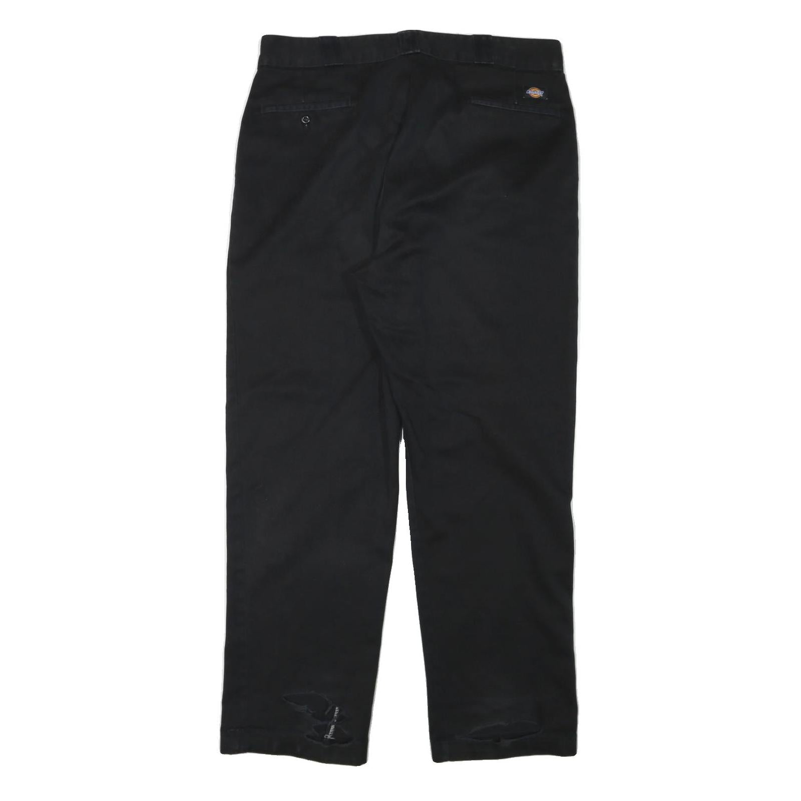 DICKIES Mens Black Cotton Blend Regular Fit Straight Leg Trousers W38 L32