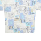 SAN GIOTTO Mens White & Blue Abstract Print Shirt L Vintage Cotton Blend