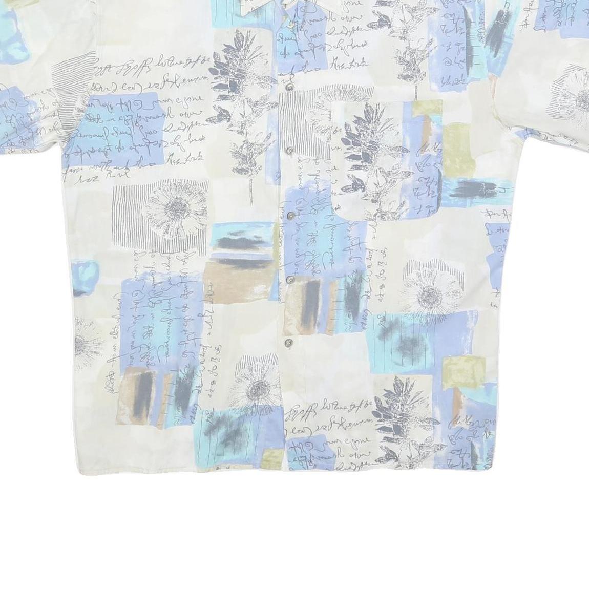 SAN GIOTTO Mens White & Blue Abstract Print Shirt L Vintage Cotton Blend