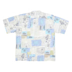 SAN GIOTTO Mens White & Blue Abstract Print Shirt L Vintage Cotton Blend