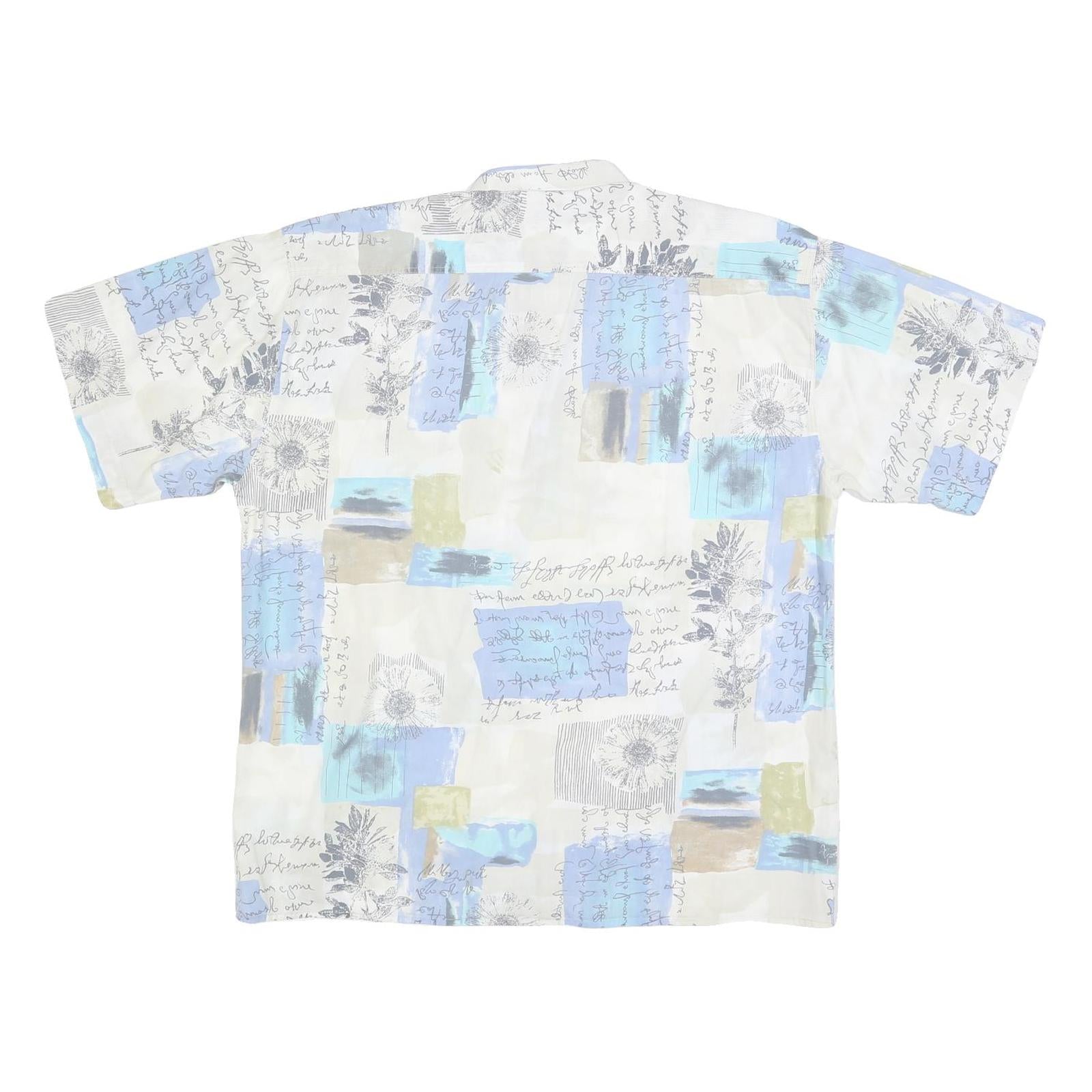 SAN GIOTTO Mens White & Blue Abstract Print Shirt L Vintage Cotton Blend