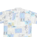 SAN GIOTTO Mens White & Blue Abstract Print Shirt L Vintage Cotton Blend
