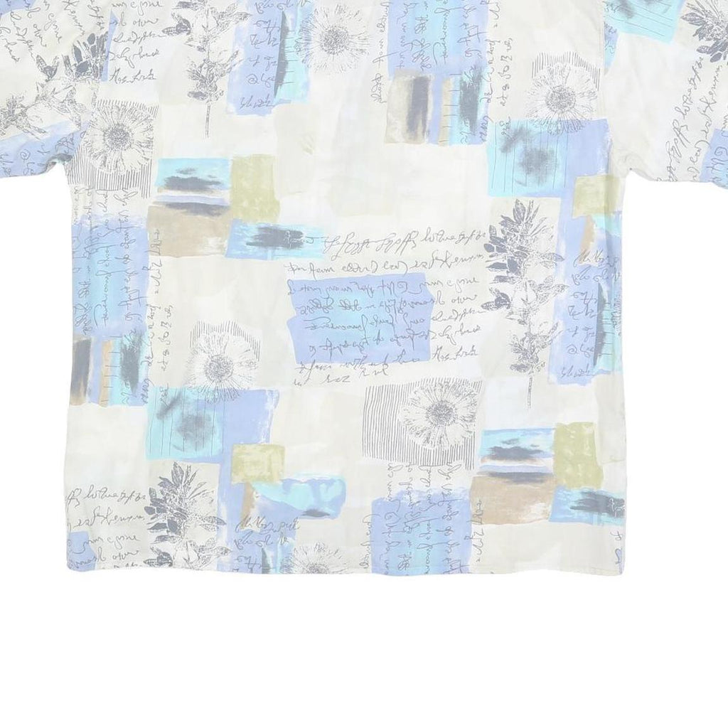 SAN GIOTTO Mens White & Blue Abstract Print Shirt L Vintage Cotton Blend
