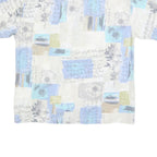 SAN GIOTTO Mens White & Blue Abstract Print Shirt L Vintage Cotton Blend