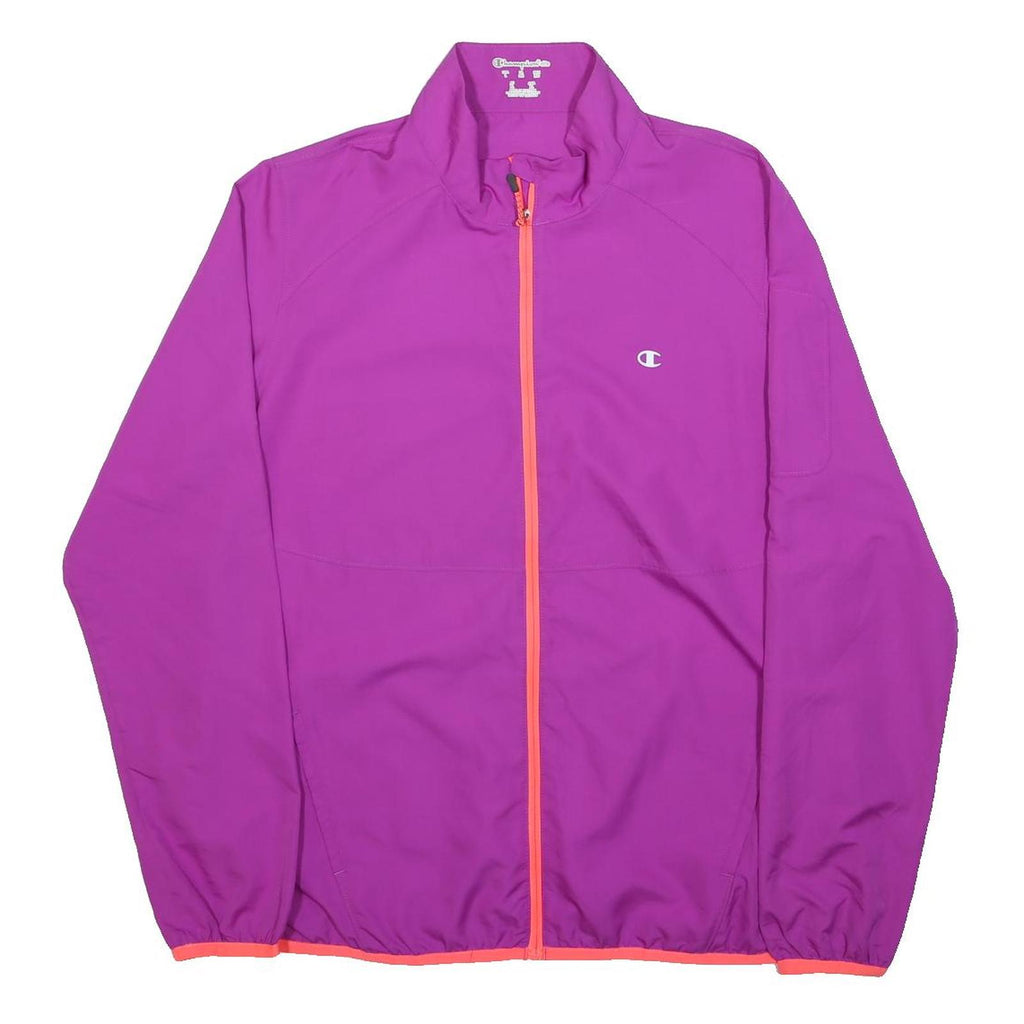 CHAMPION Womens Purple & Orange Zip Jacket L Polyester Athletic Casual