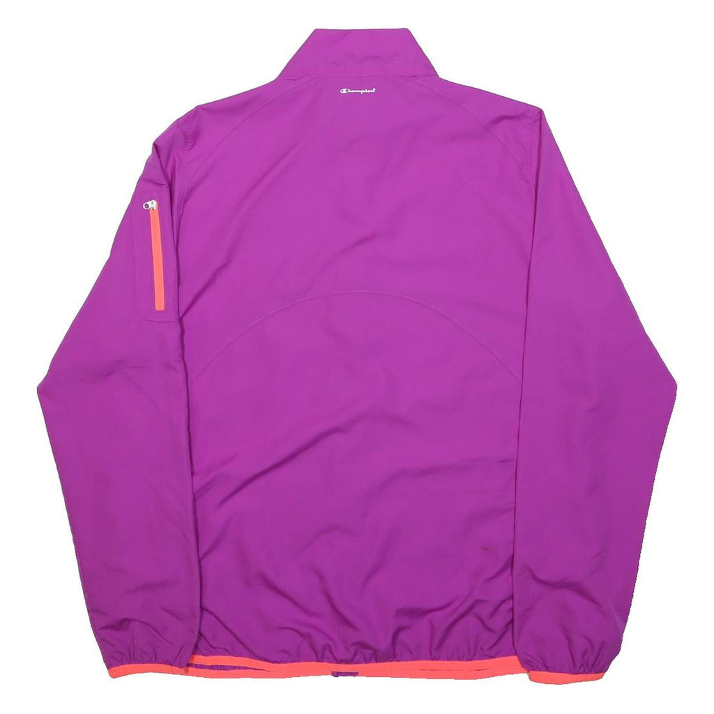 CHAMPION Womens Purple & Orange Zip Jacket L Polyester Athletic Casual