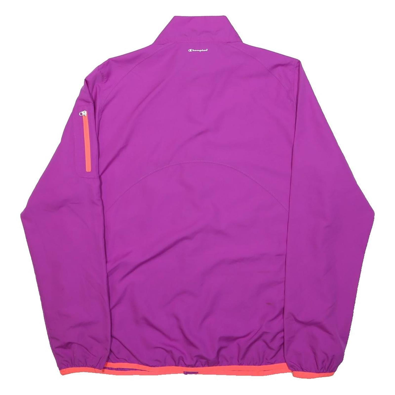 CHAMPION Womens Purple & Orange Zip Jacket L Polyester Athletic Casual