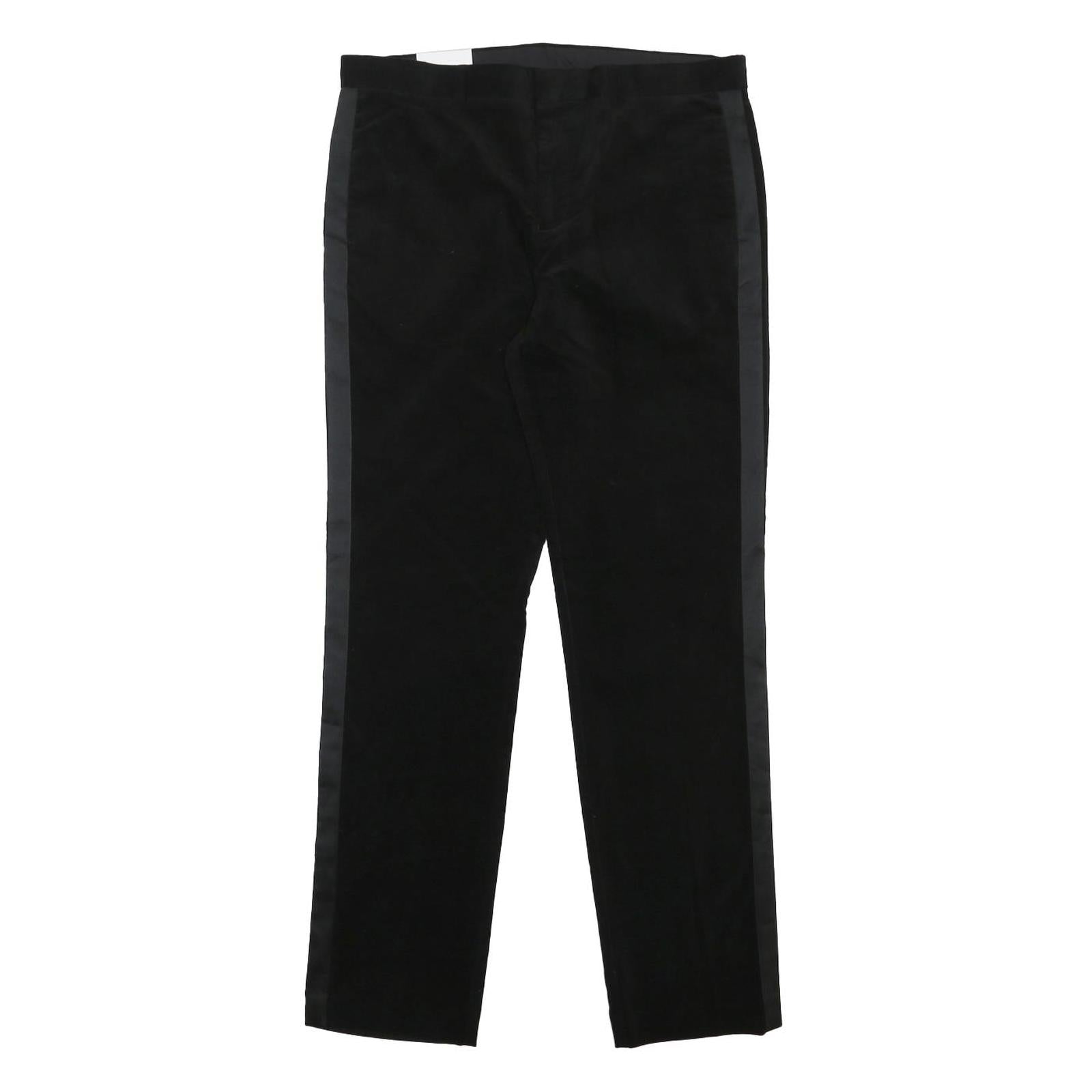 CALVIN KLEIN Mens Cotton Blend Black Slim Straight Trousers W34 L32 Formal Dress