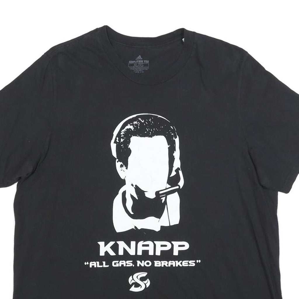 ADIDAS Mens Black Knapp Graphic T-Shirt XL Crew Neck Short Sleeve Cotton