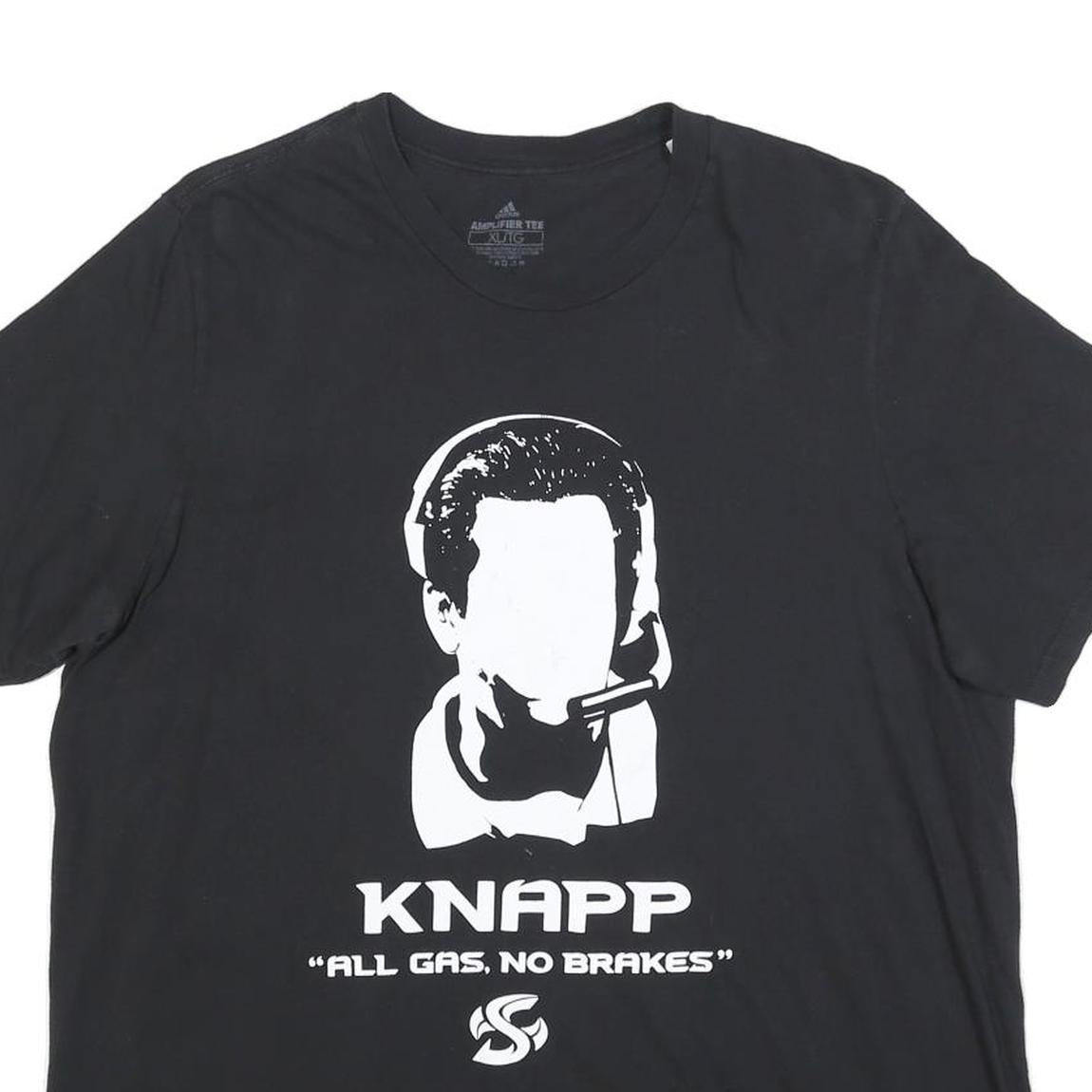 ADIDAS Mens Black Knapp Graphic T-Shirt XL Crew Neck Short Sleeve Cotton