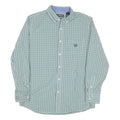 CHAPS Mens Green & Blue Checked Cotton Blend Shirt M Classic Button-Down Collar