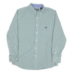 CHAPS Mens Green & Blue Checked Cotton Blend Shirt M Classic Button-Down Collar
