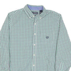 CHAPS Mens Green & Blue Checked Cotton Blend Shirt M Classic Button-Down Collar