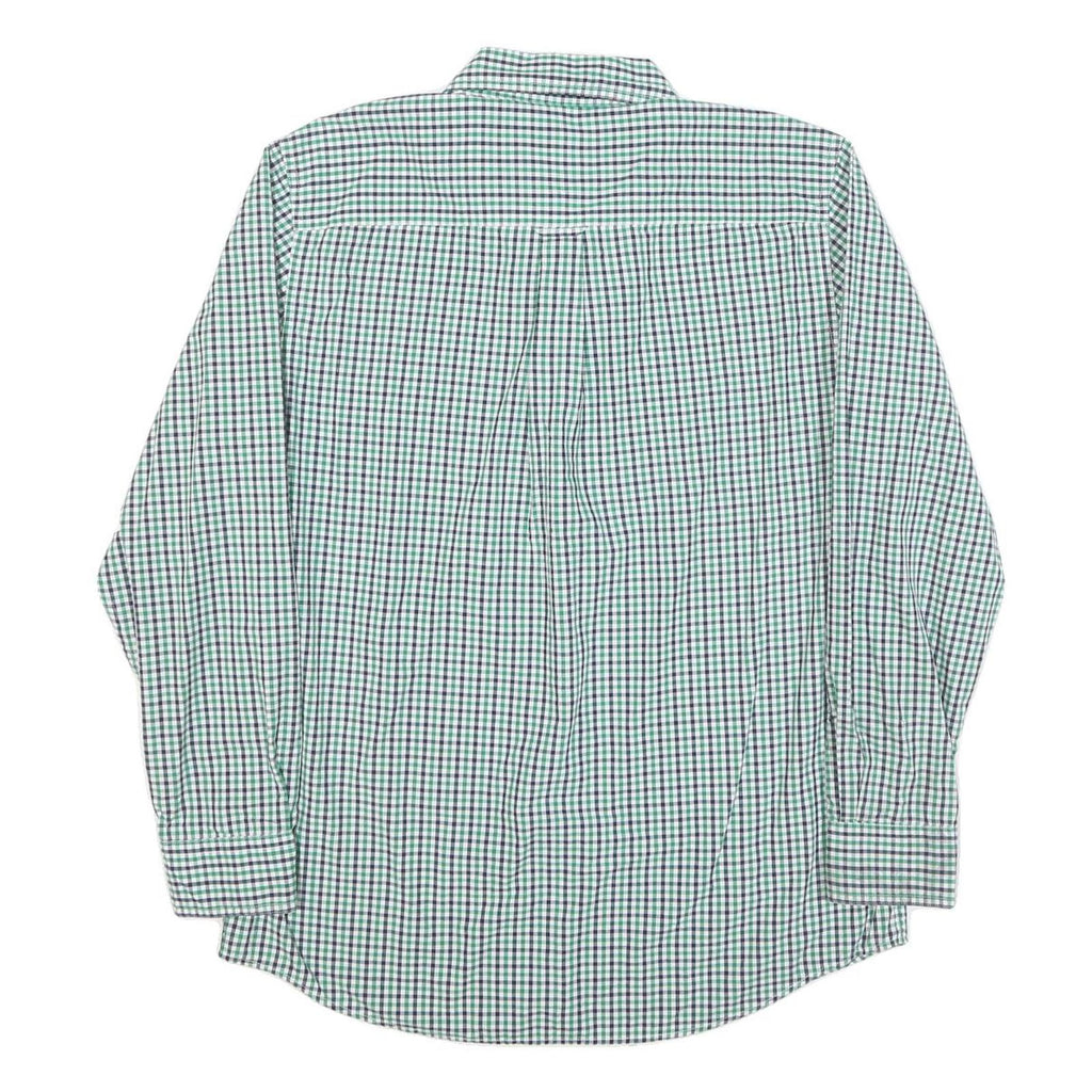 CHAPS Mens Green & Blue Checked Cotton Blend Shirt M Classic Button-Down Collar
