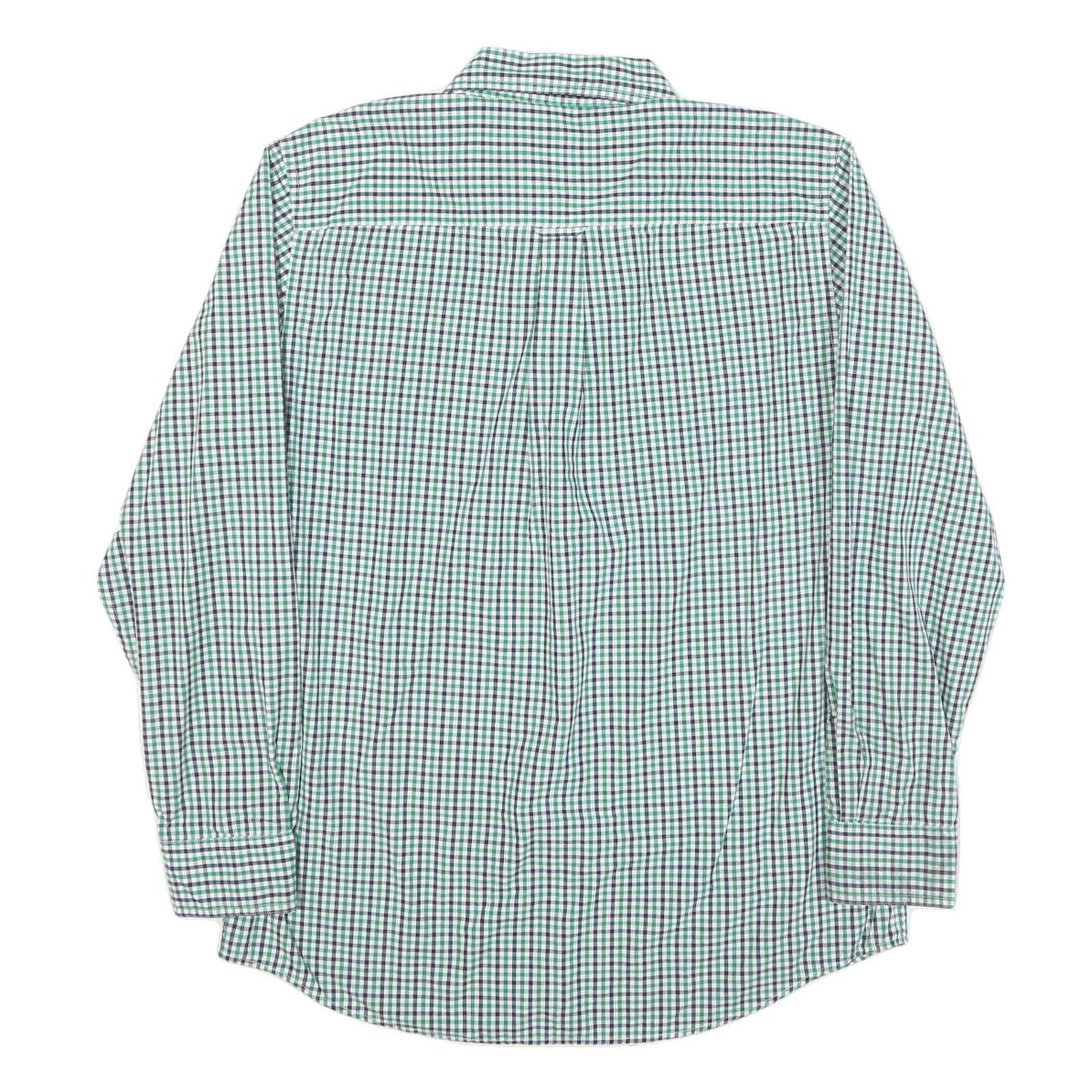 CHAPS Mens Green & Blue Checked Cotton Blend Shirt M Classic Button-Down Collar