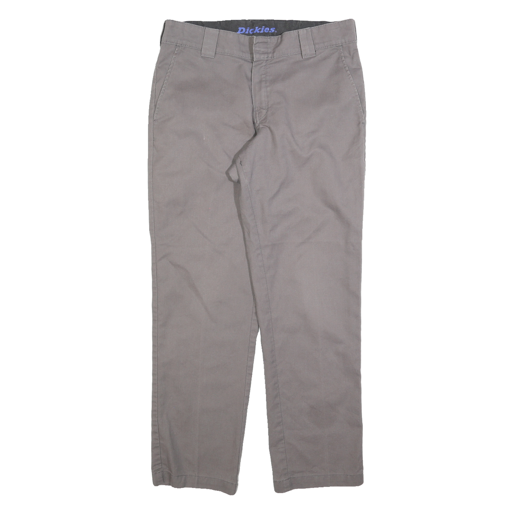 DICKIES Mens Cotton Blend Grey Regular Fit Straight Leg Trousers W30 L30