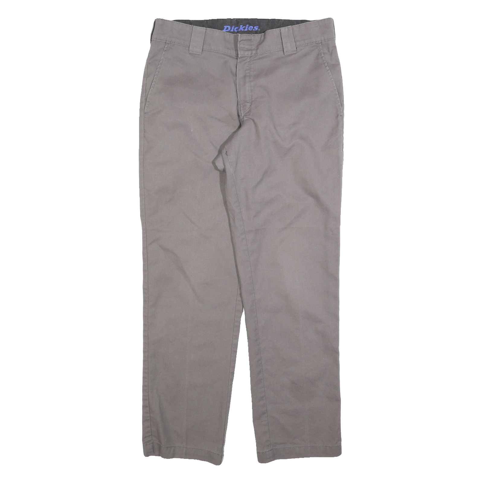 DICKIES Mens Cotton Blend Grey Regular Fit Straight Leg Trousers W30 L30