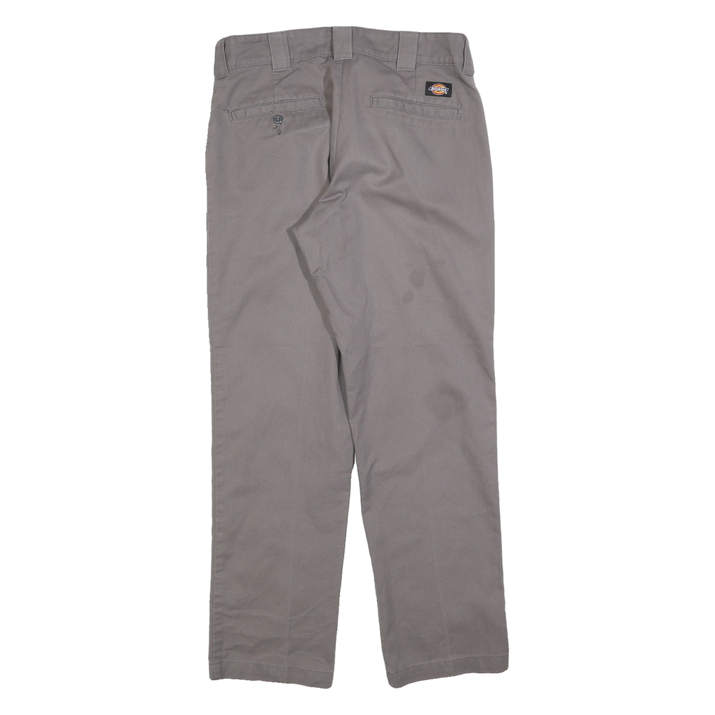 DICKIES Mens Cotton Blend Grey Regular Fit Straight Leg Trousers W30 L30