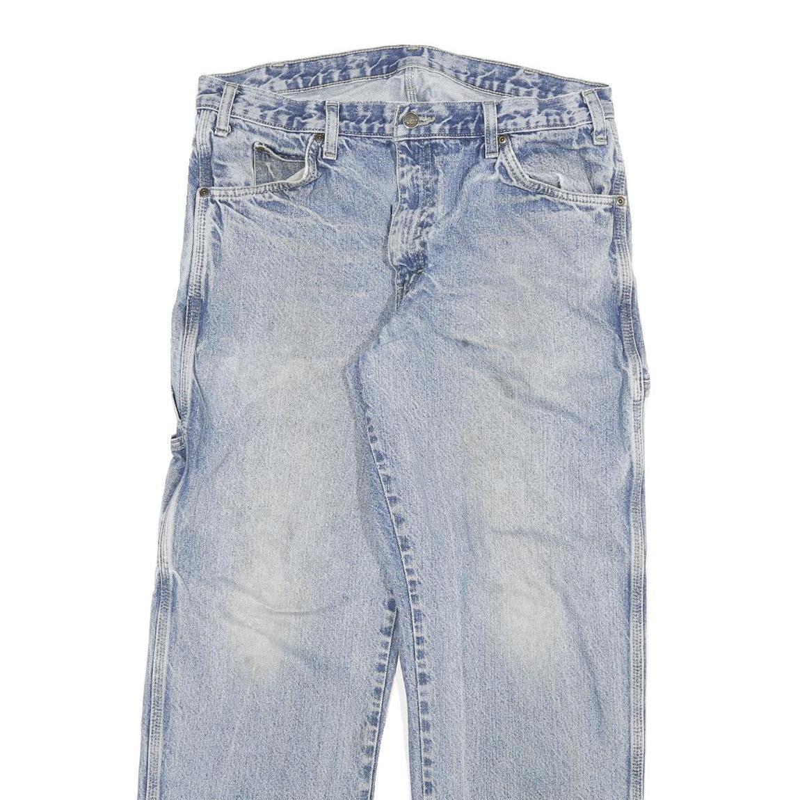 DICKIES Mens Regular Blue Denim Cotton Blend Jeans W32 L29 Workwear Zip Closure