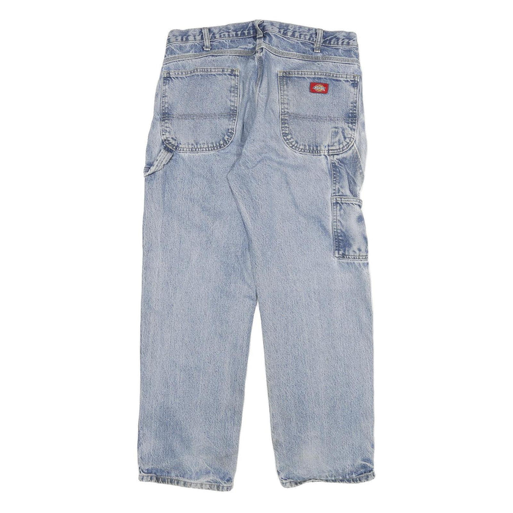 DICKIES Mens Regular Blue Denim Cotton Blend Jeans W32 L29 Workwear Zip Closure