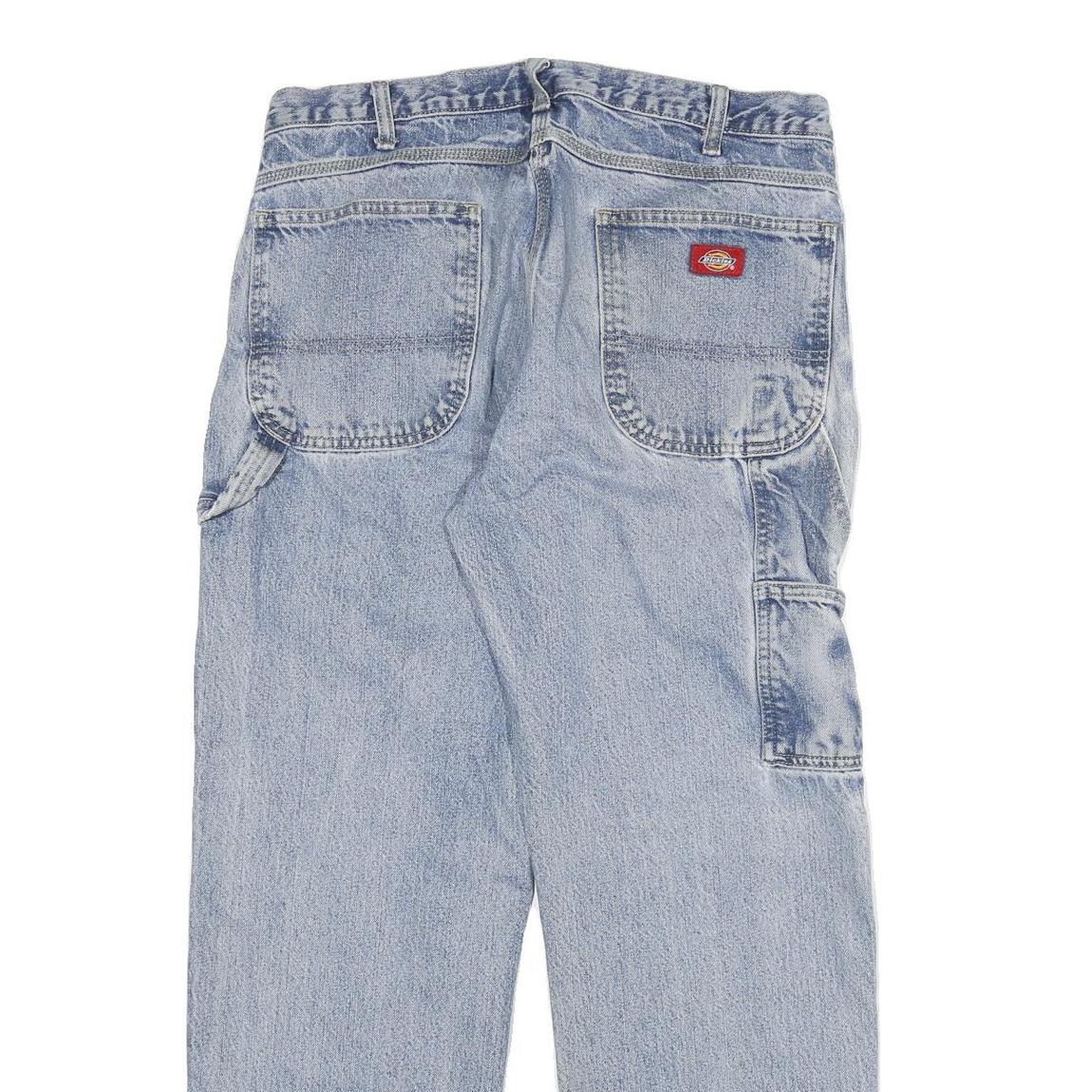 DICKIES Mens Regular Blue Denim Cotton Blend Jeans W32 L29 Workwear Zip Closure