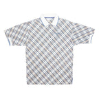 ADIDAS Mens Blue White Check Polo Shirt S Classic Cotton Casual Summer