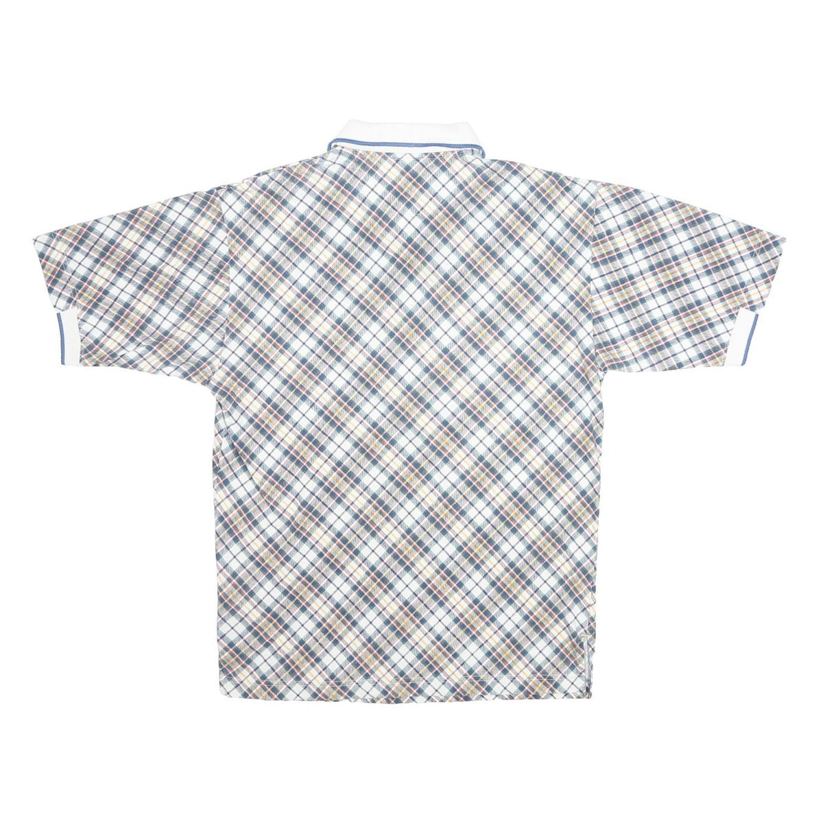 ADIDAS Mens Blue White Check Polo Shirt S Classic Cotton Casual Summer