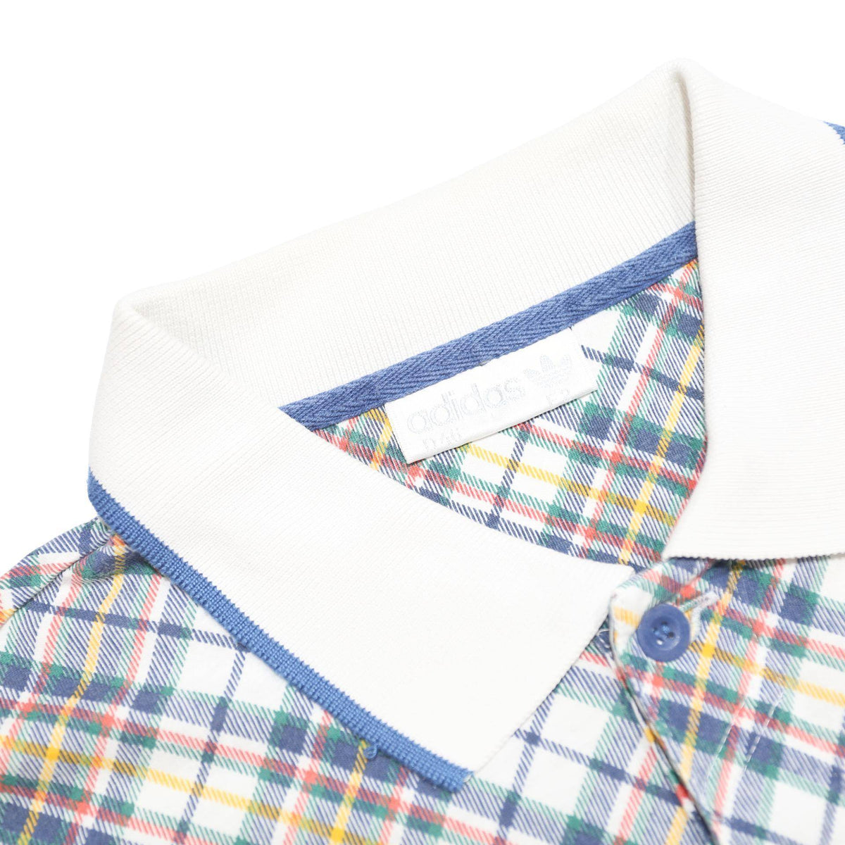 ADIDAS Mens Blue White Check Polo Shirt S Classic Cotton Casual Summer