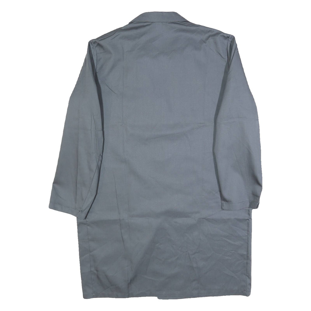Mens Grey Cotton Blend Button Jacket L Plain Classic Workwear