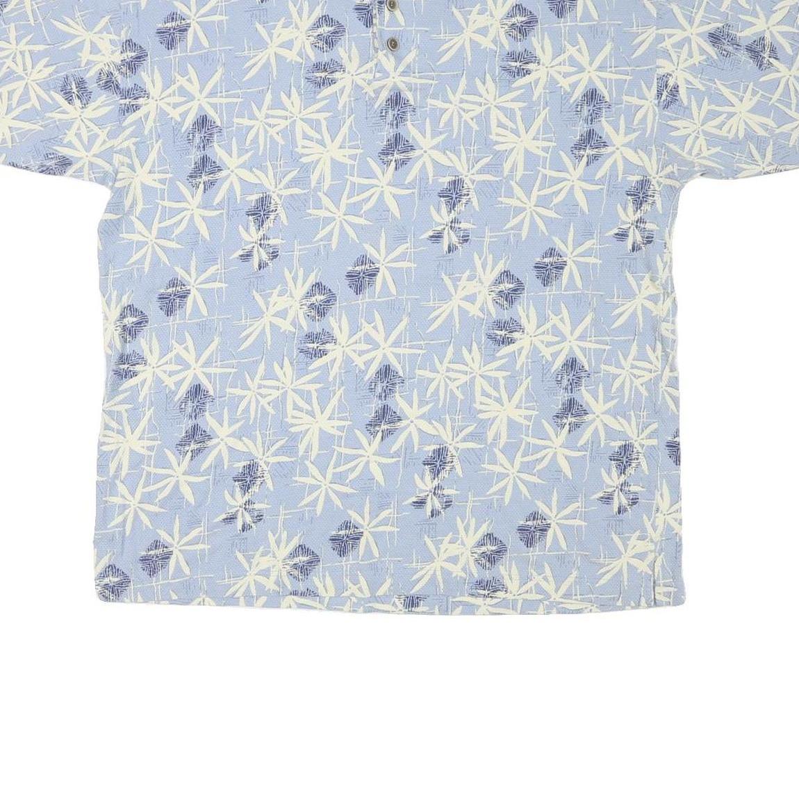 OP SPORT Mens Blue White Geometric Short Sleeve Polo Shirt M Casual Summer