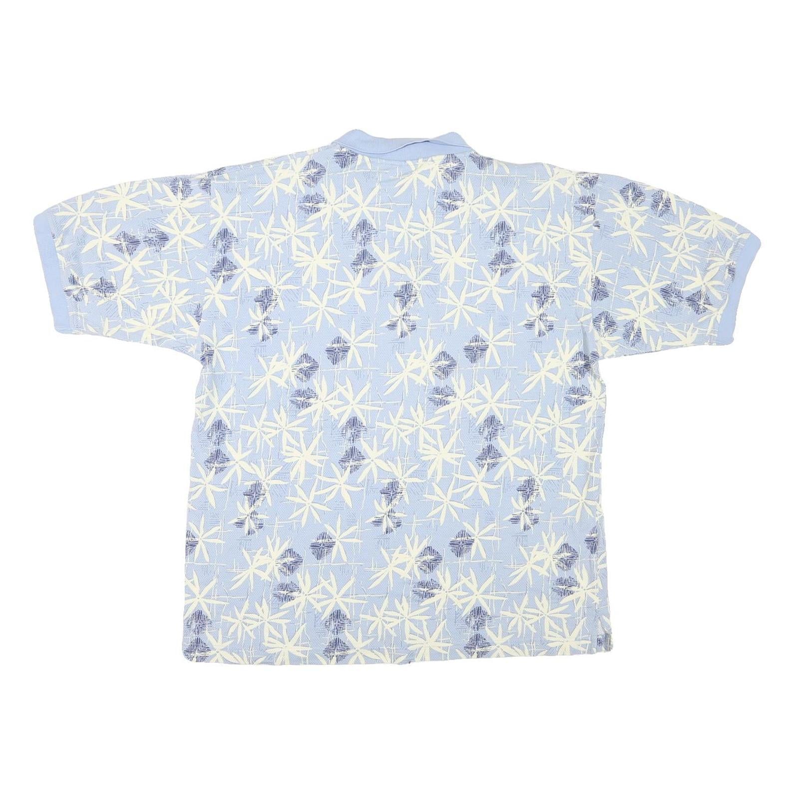 OP SPORT Mens Blue White Geometric Short Sleeve Polo Shirt M Casual Summer