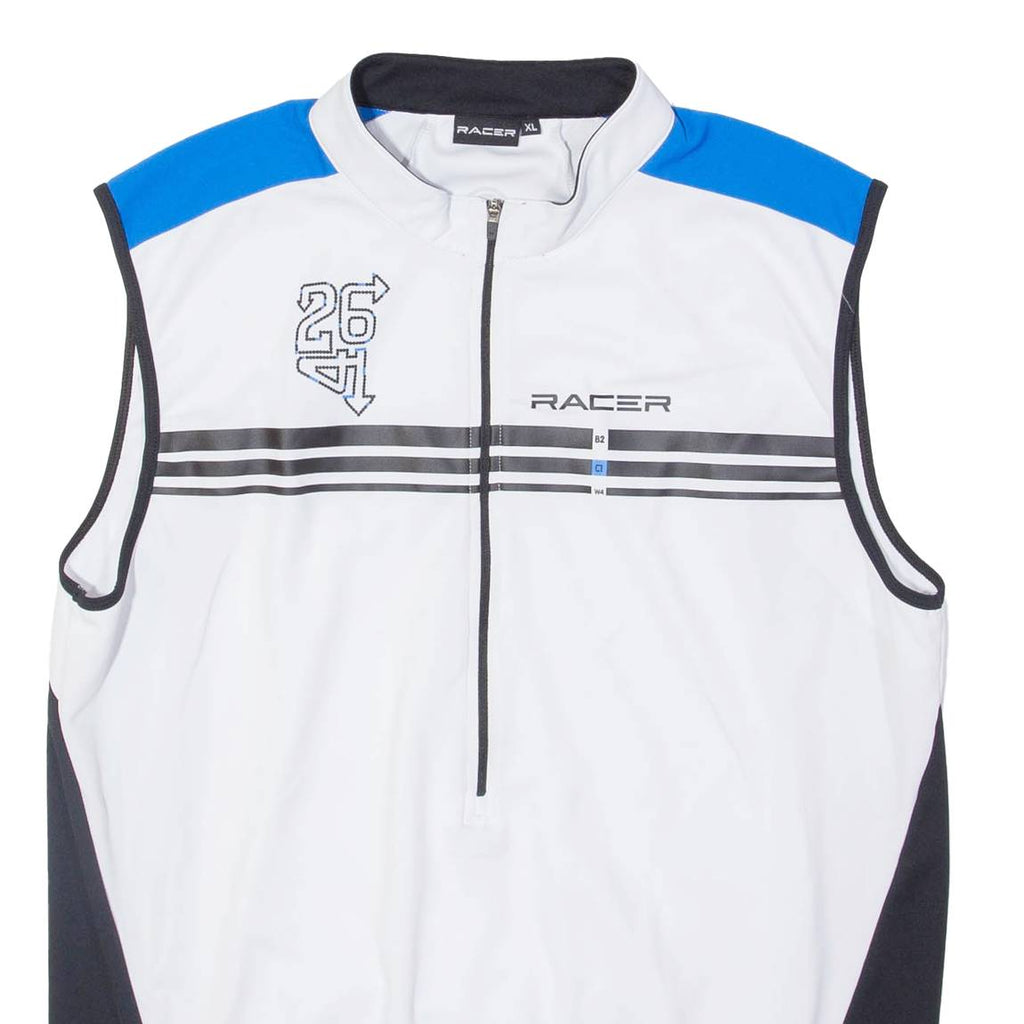 RACER Cycling Mens Jersey White Sleeveless 1/2 Zip XL