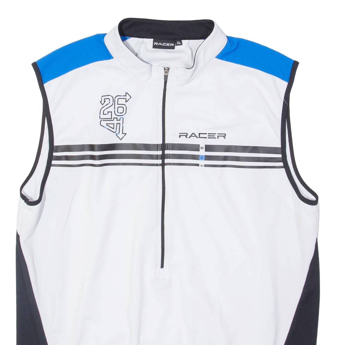 RACER Cycling Mens Jersey White Sleeveless 1/2 Zip XL