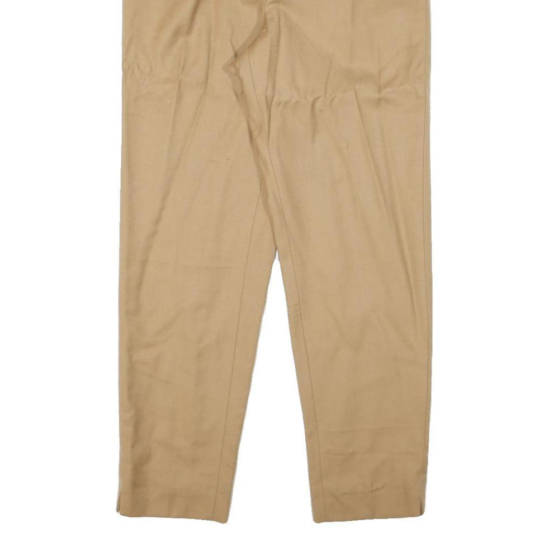 DAVID N Womens Wool Blend Beige Relaxed Straight Trousers W26 L28 Classic Fit