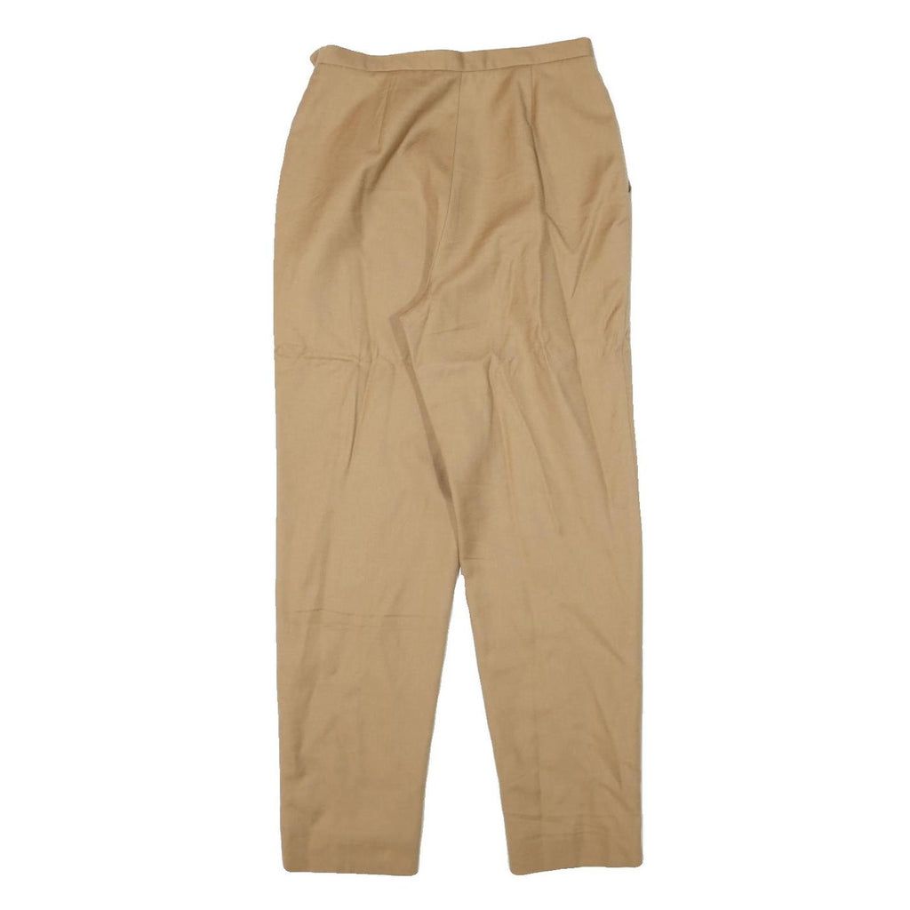 DAVID N Womens Wool Blend Beige Relaxed Straight Trousers W26 L28 Classic Fit
