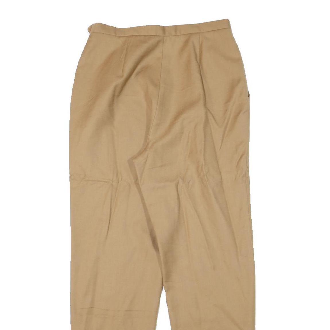 DAVID N Womens Wool Blend Beige Relaxed Straight Trousers W26 L28 Classic Fit