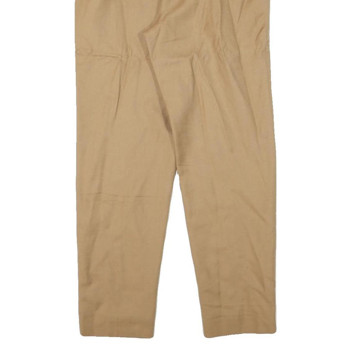 DAVID N Womens Wool Blend Beige Relaxed Straight Trousers W26 L28 Classic Fit