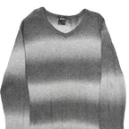 SMOG Mens Grey Patterned Jumper V-Neck Regular Fit M Knitwear Sweater