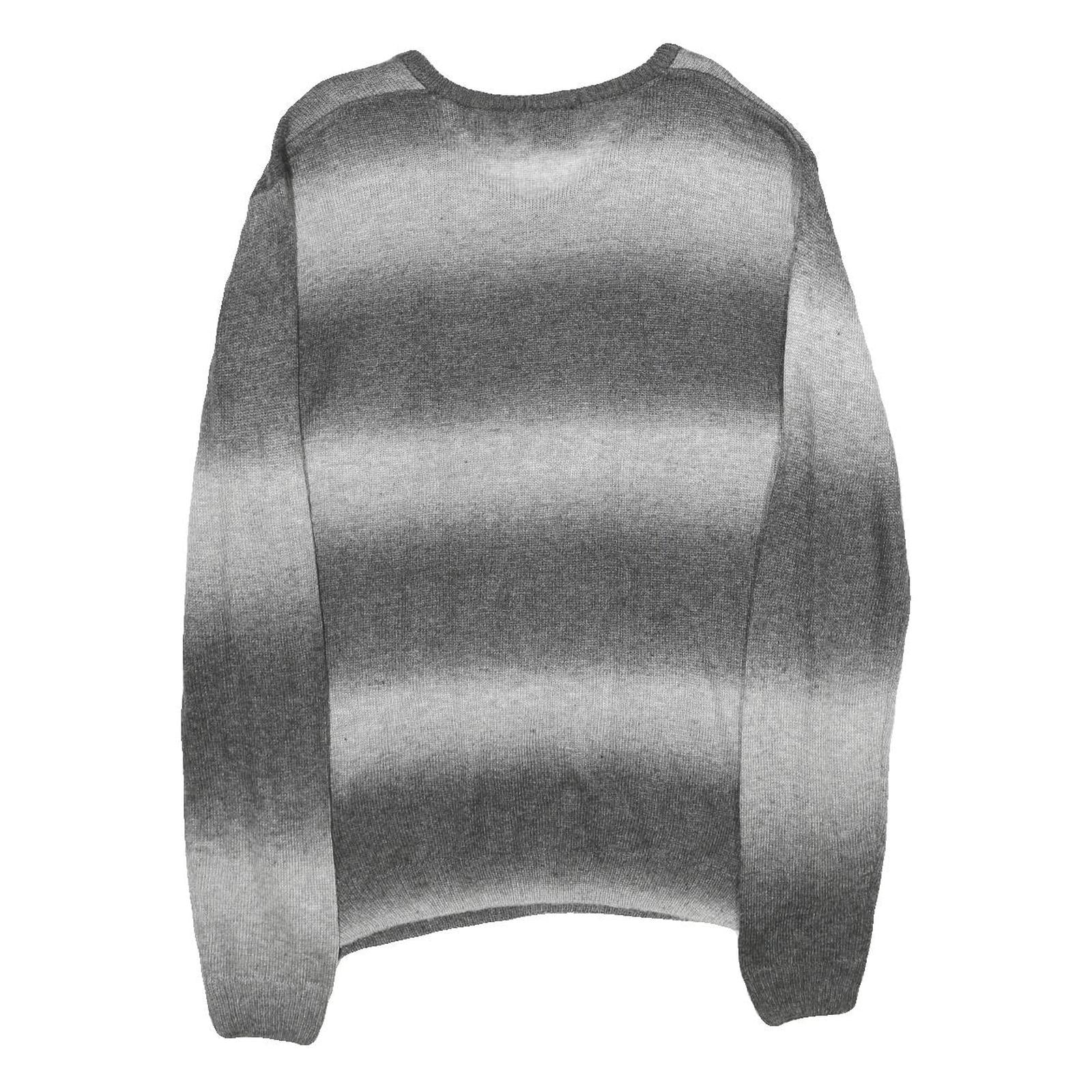 SMOG Mens Grey Patterned Jumper V-Neck Regular Fit M Knitwear Sweater