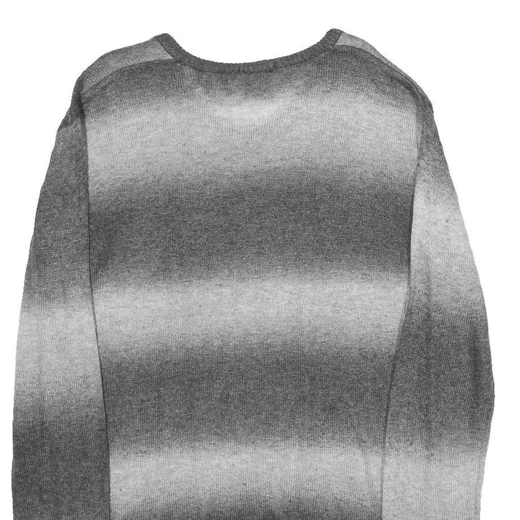 SMOG Mens Grey Patterned Jumper V-Neck Regular Fit M Knitwear Sweater