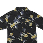 Mens Black Floral Cotton Blend Shirt M Casual Hawaiian Tropical Pattern