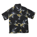 Mens Black Floral Cotton Blend Shirt M Casual Hawaiian Tropical Pattern